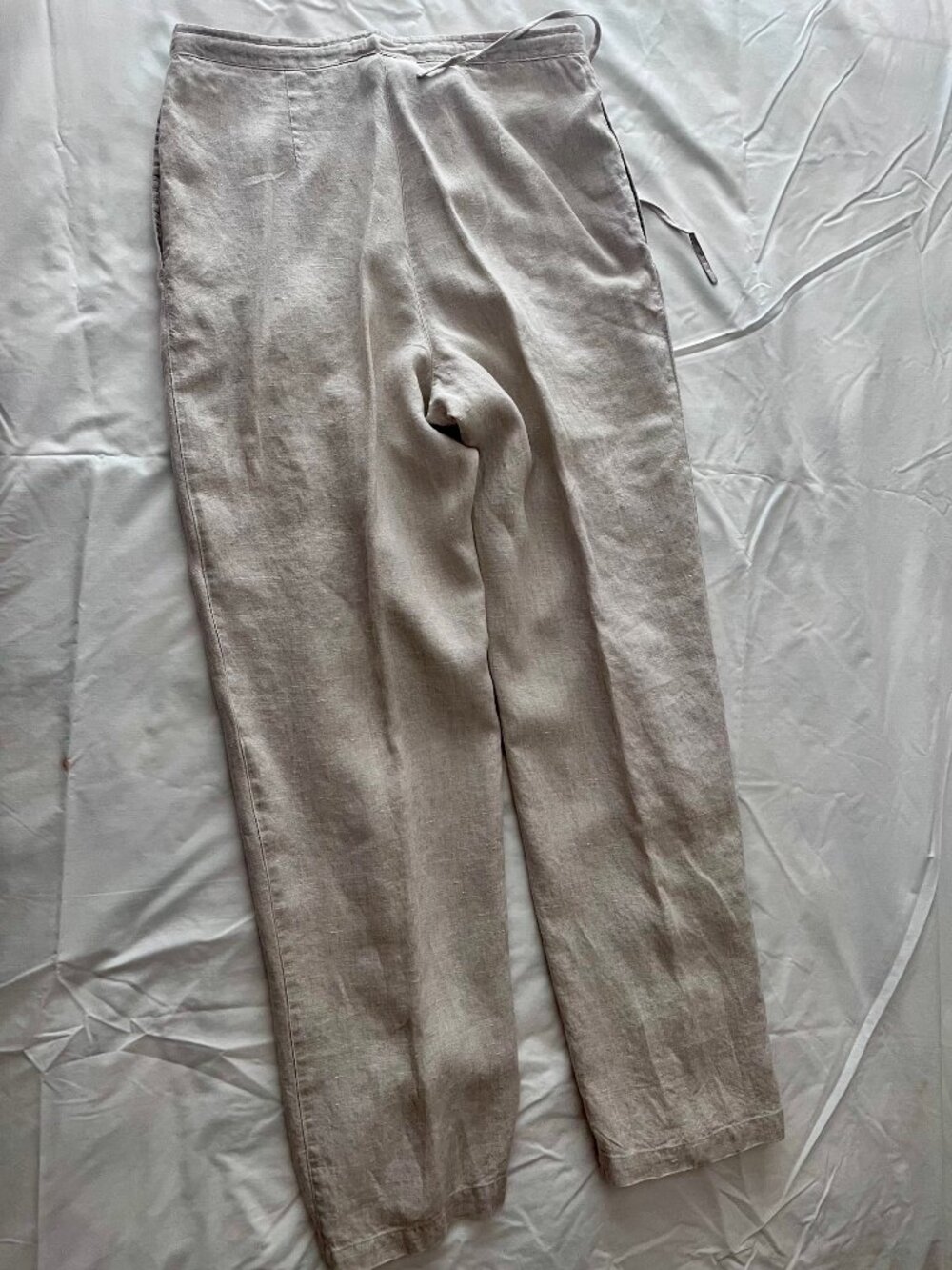 Express Womens Cream 100% Linen Wide Leg Pants Size 7/8 - Picture 3 of 6